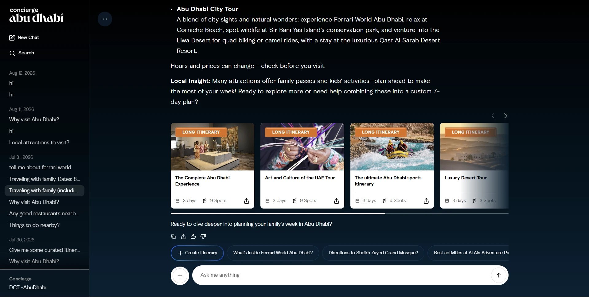 Curated, day-by-day itineraries built from a single request, filtered by how long you're staying.